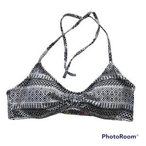 Victoria's Secret Black‎ and White Geometric Ladies Bikini Halter Top, M